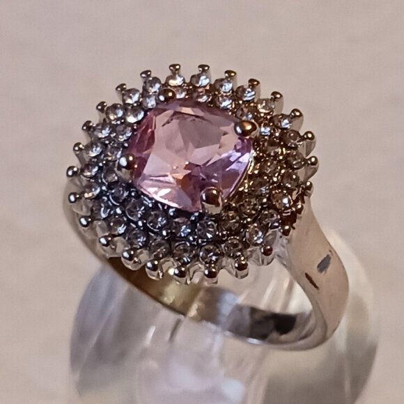 Source Unknown Jewelry - Silver Fashion Statement Pink Kunzite CZ Ring Size 10 NWOT